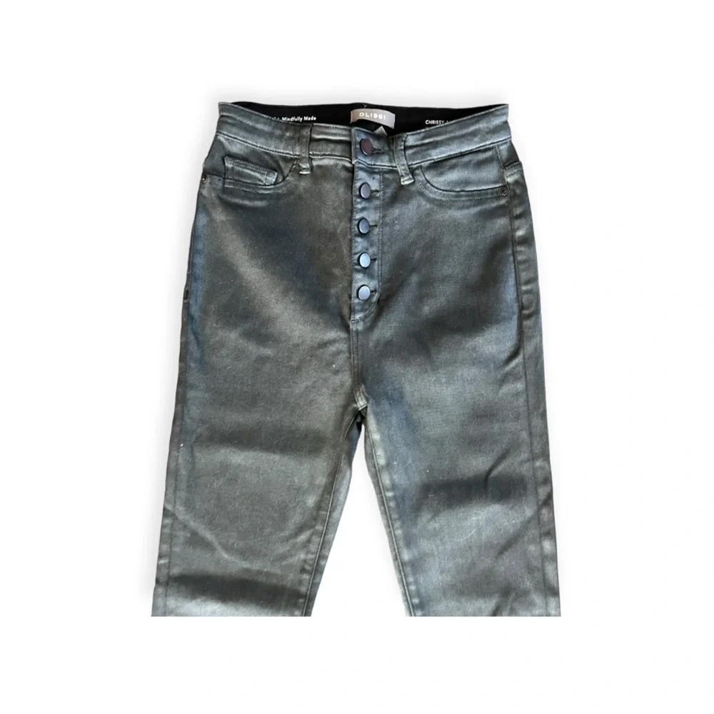 DL1961 Chrissy Ankle pants Jeans Ultra High Rise skinny graphite black 27 - Picture 2 of 11